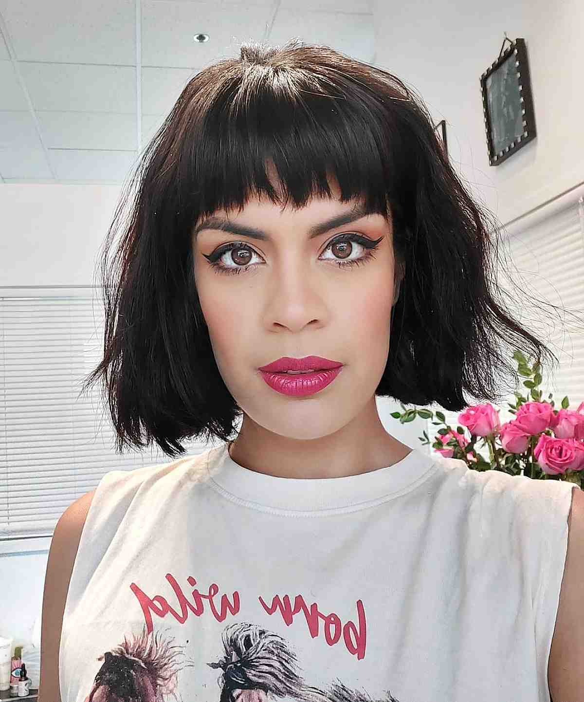 A chin-length French bob