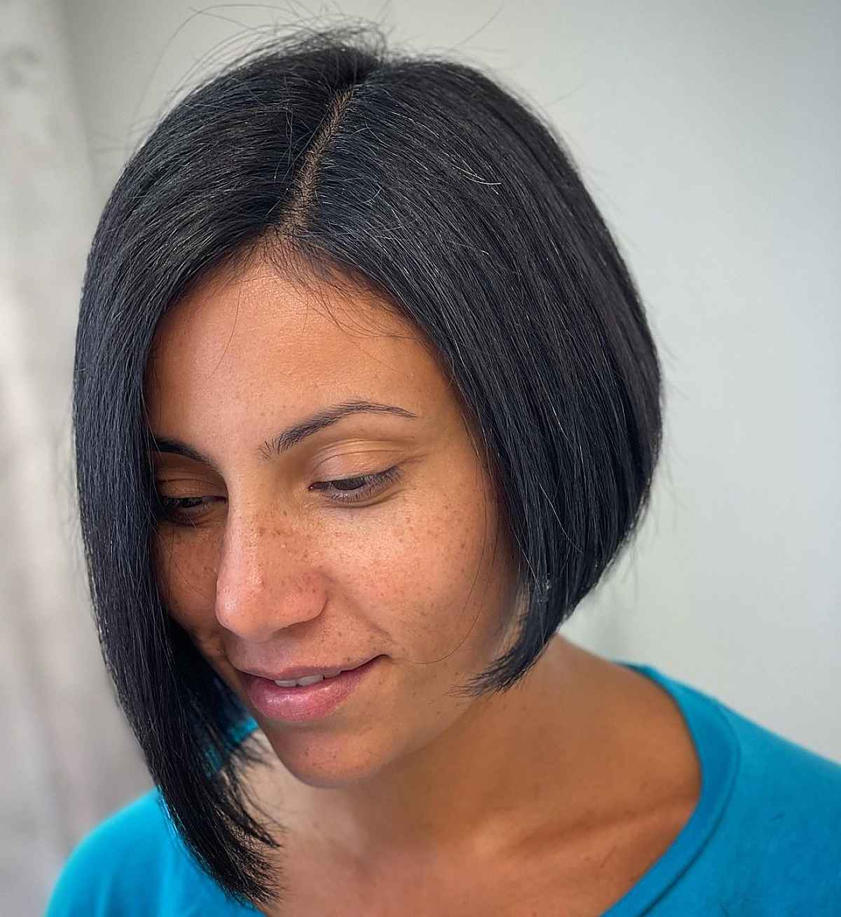 Angled Asymmetrical Bob for Straight Hair