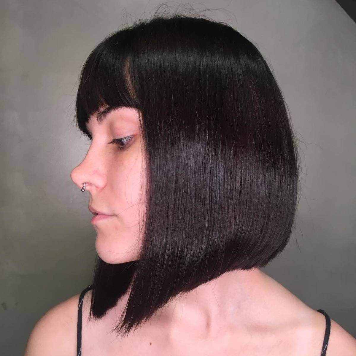 Angled Bob Haircut with Fringe