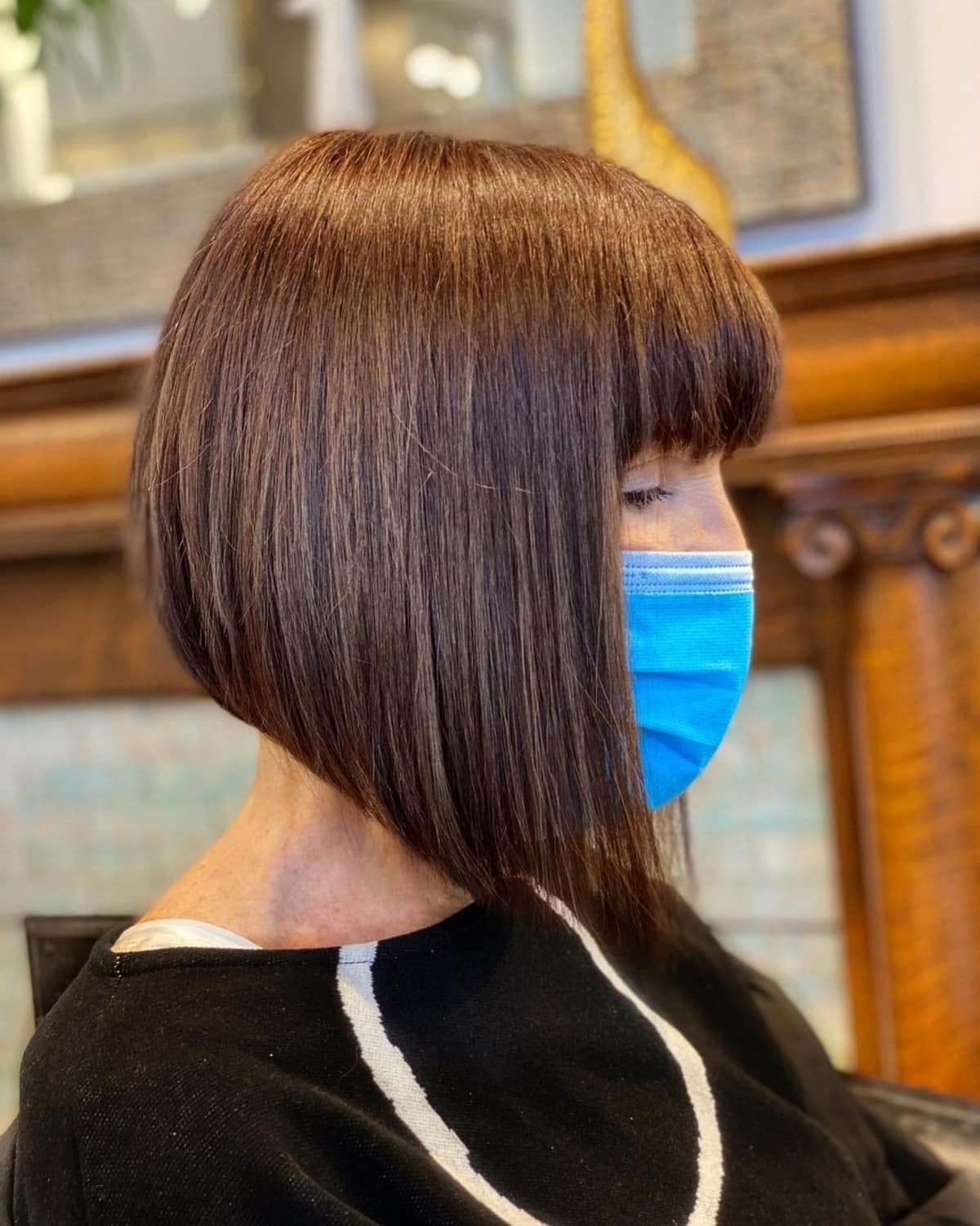 Angled Stacked Bob with Bangs