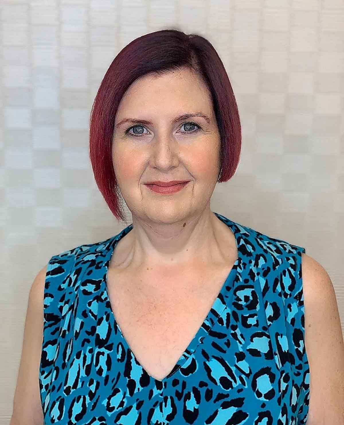 Asymmetrical Chin-Length Bob for women over 60