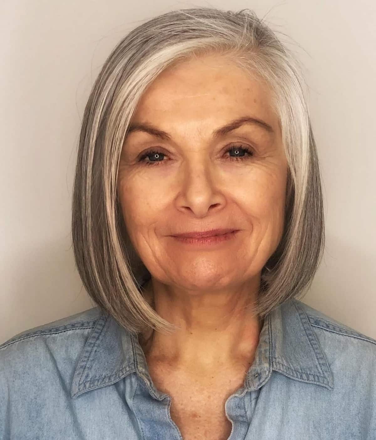 Asymmetrical Long Bob for Older Women