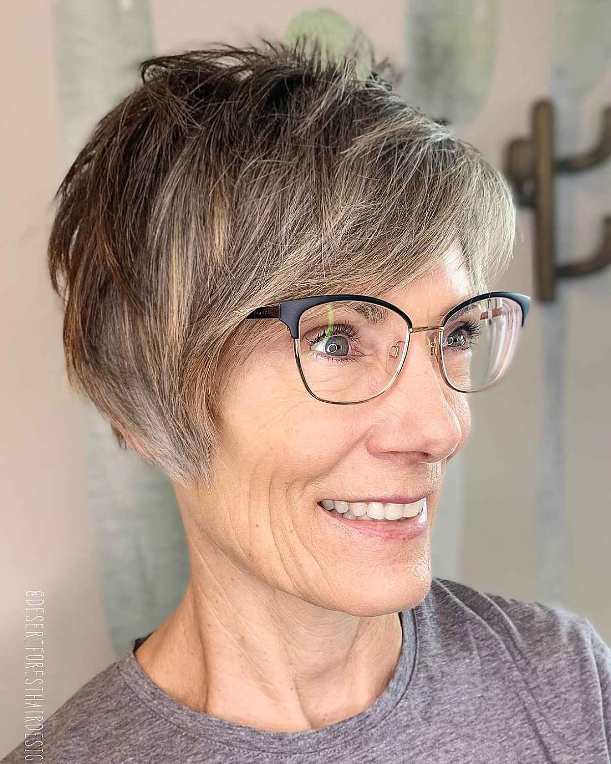 Asymmetrical pixie for women over 50