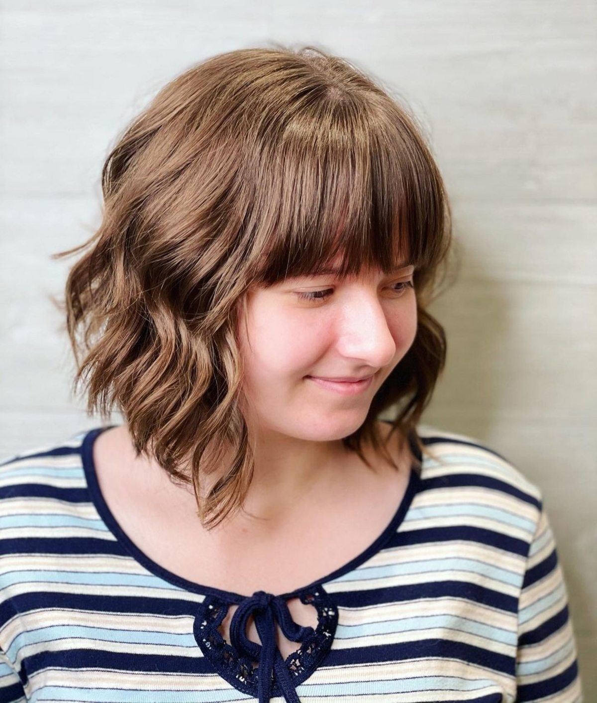 Bangs for a Wavy Angled Bob