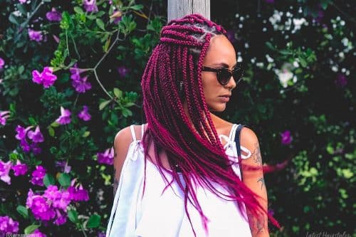 Burgundy box braids