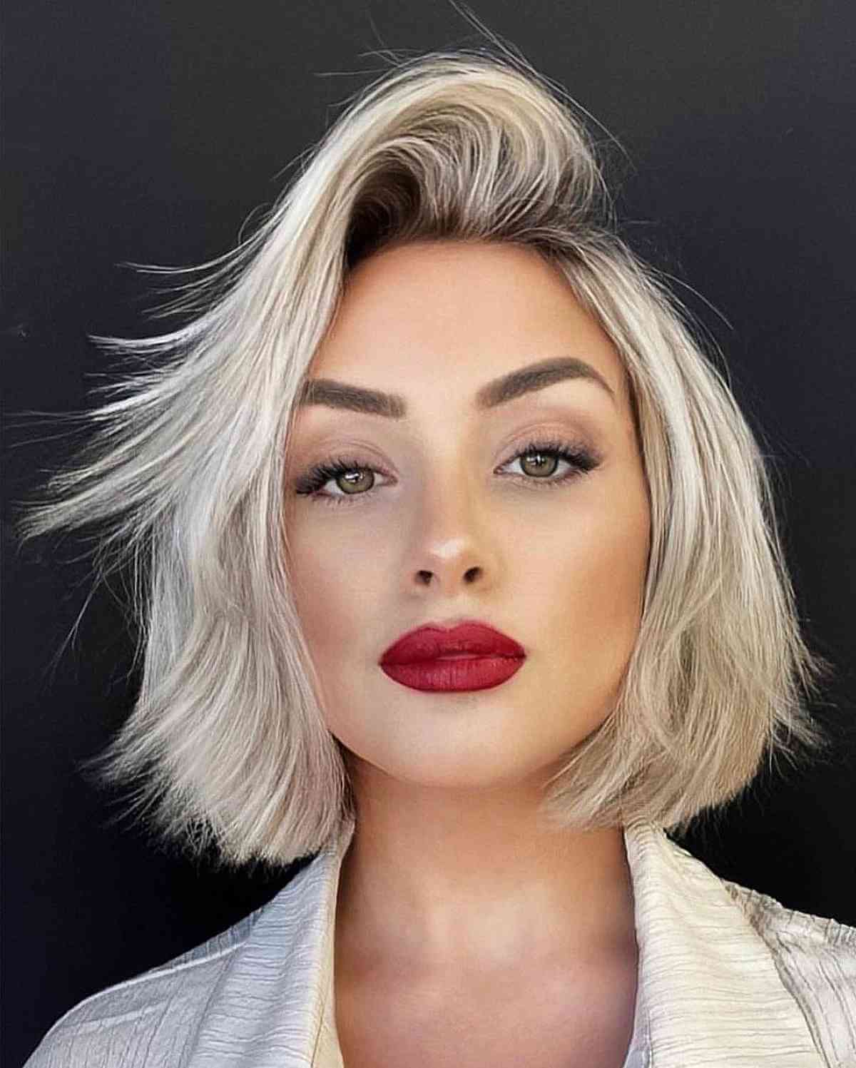 Blended Flipped Blonde Bob for Fine Hair