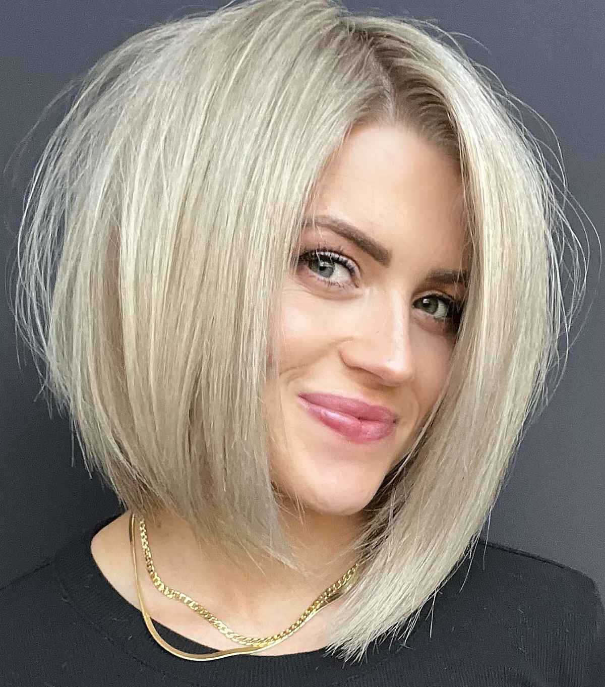 blonde asymmetric bob for straight hair