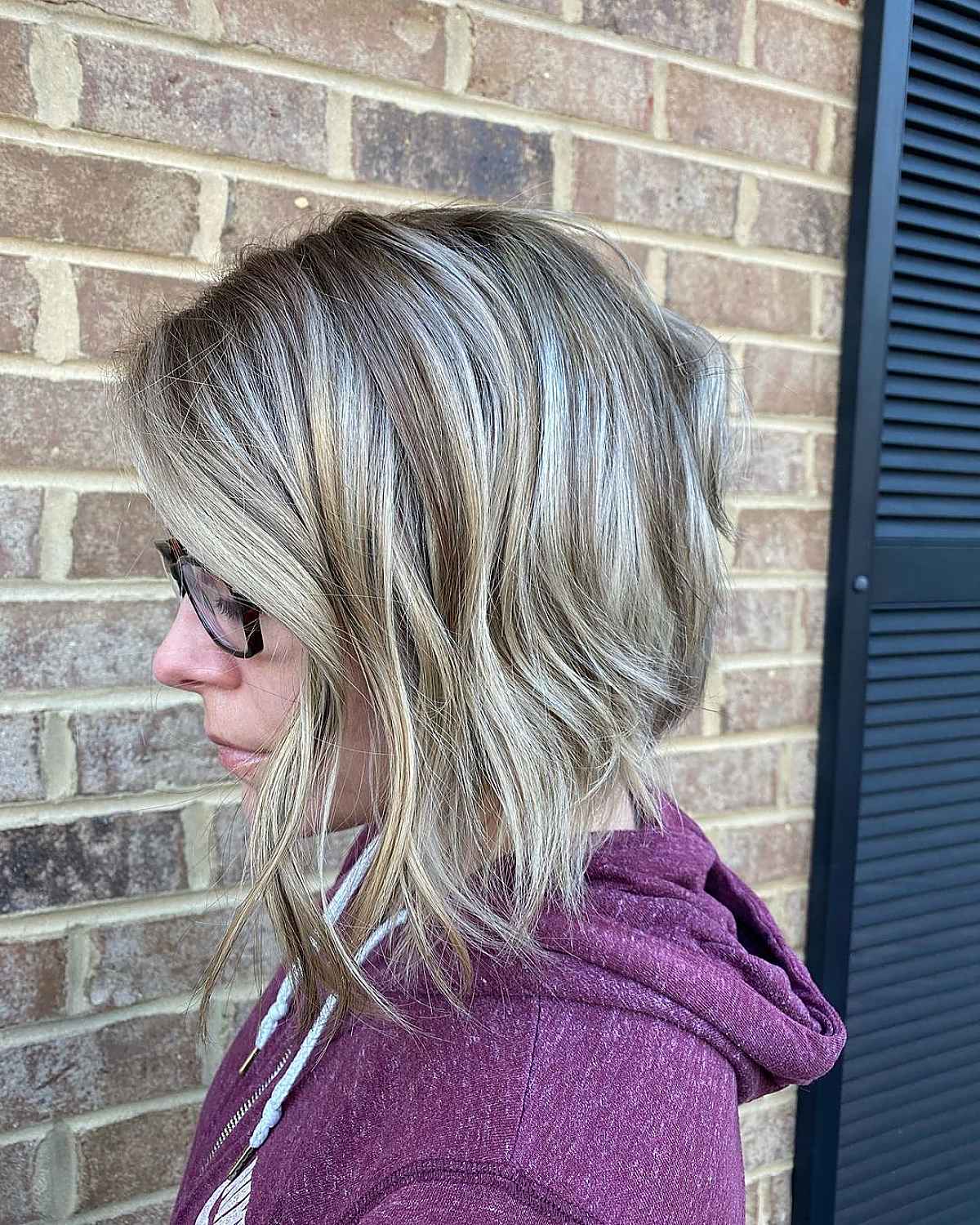 Blonde Balayage on an Angled Lob Cut