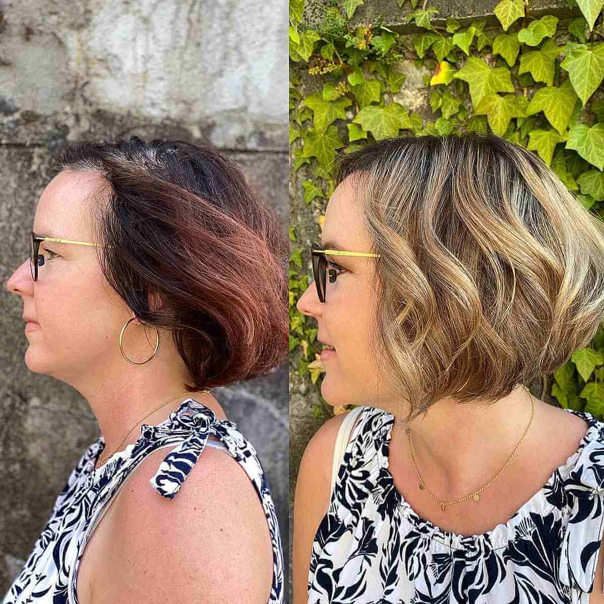 Effortless Blonde Balayage Wavy Bob for Thinning Hair