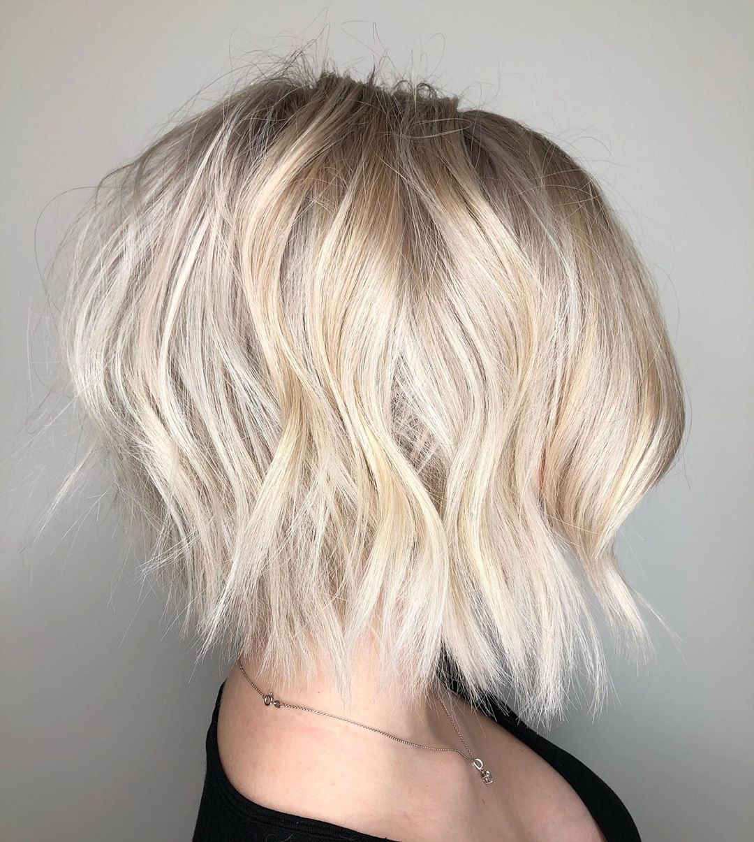 blonde choppy inverted bob