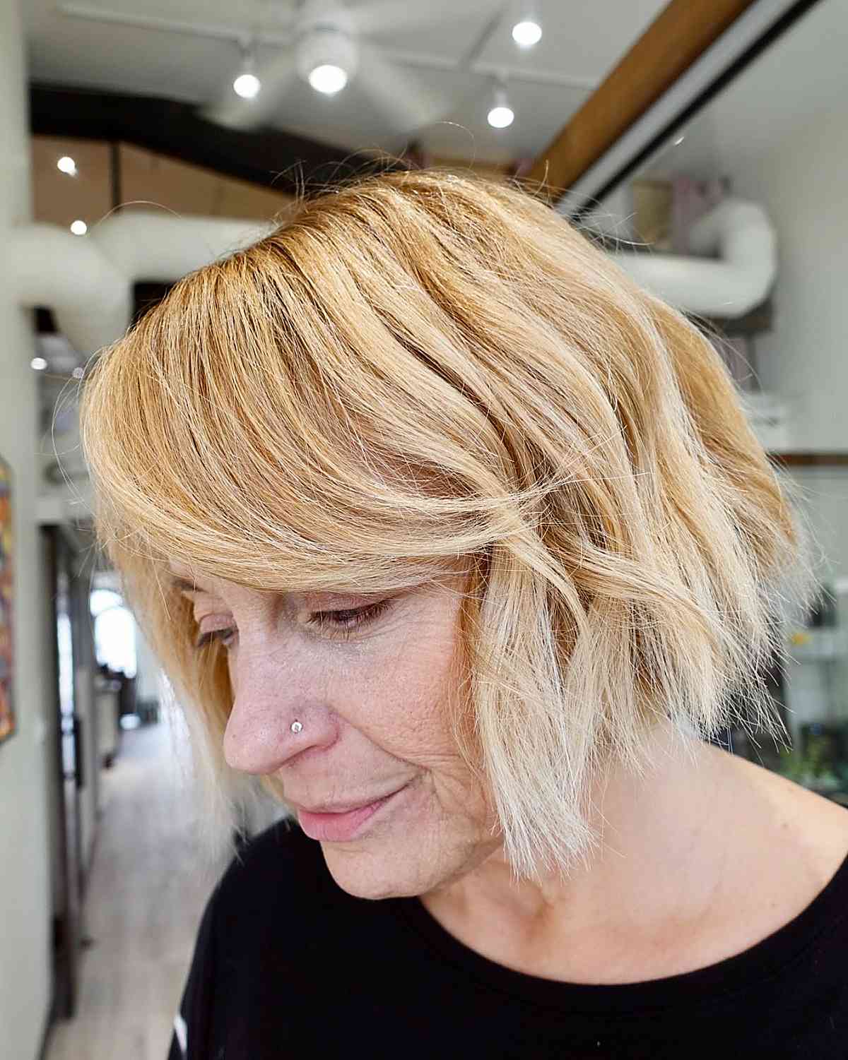 blonde French bob for older women