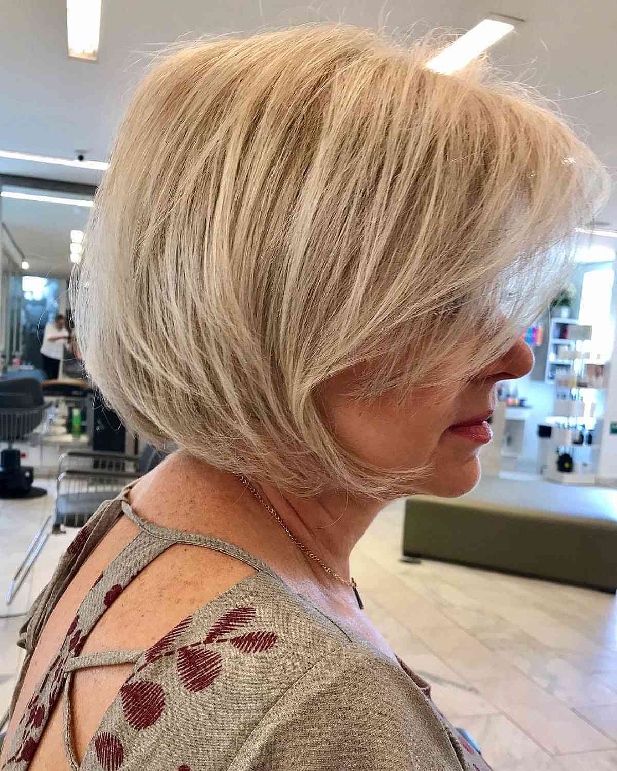 Blonde Short Layered Bob Cut