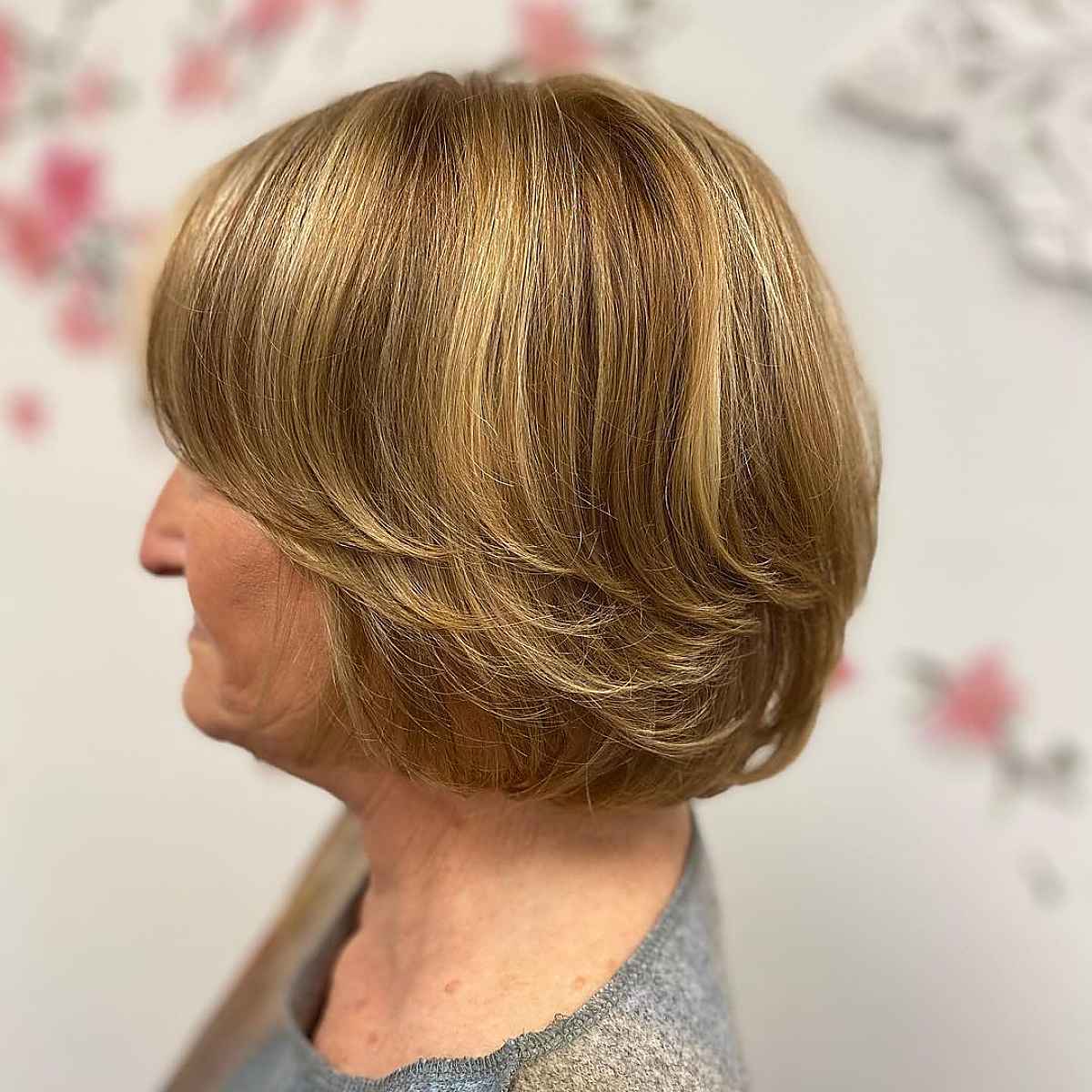 Bobbed Hair with Feathery Layers for Women Over 60