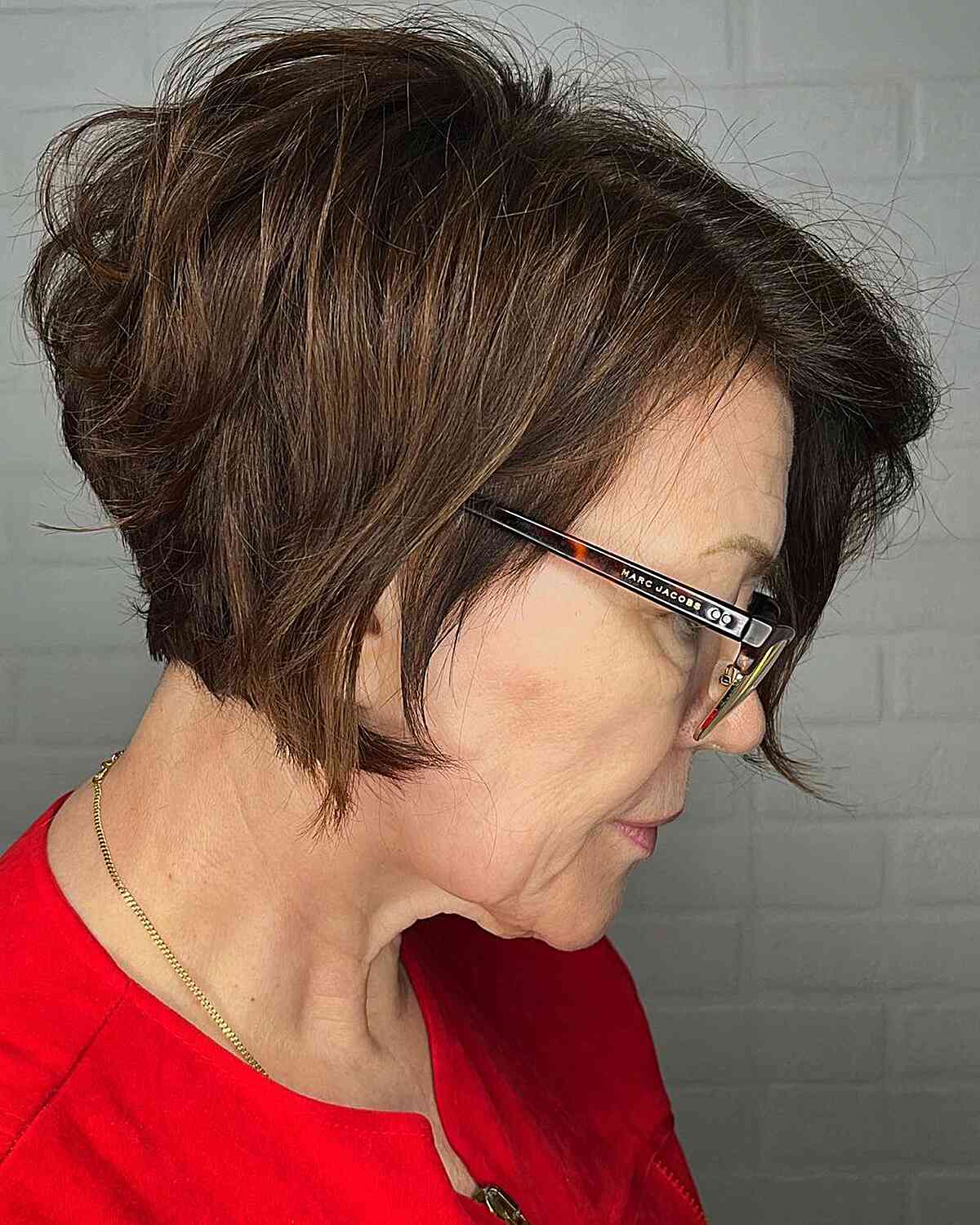 Brunette Bixie for Women with Glasses Aged 50