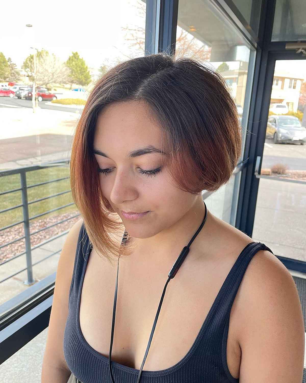 Chin-Length Asymmetrical Bob with a Side Part