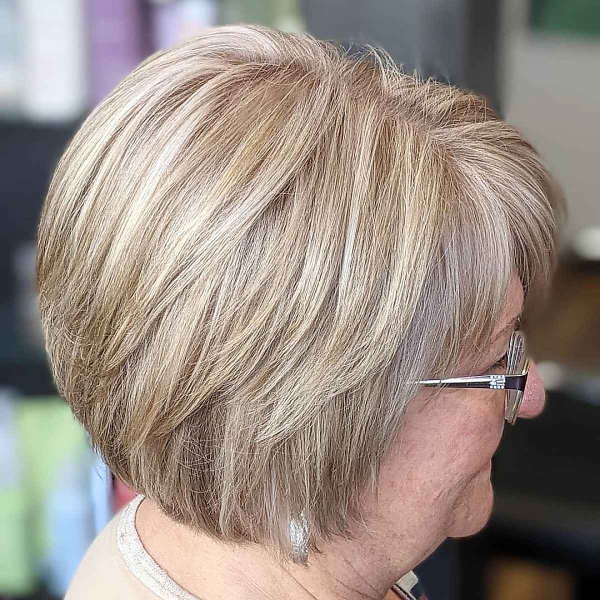 Chin-Length Blonde Bob for Older Women