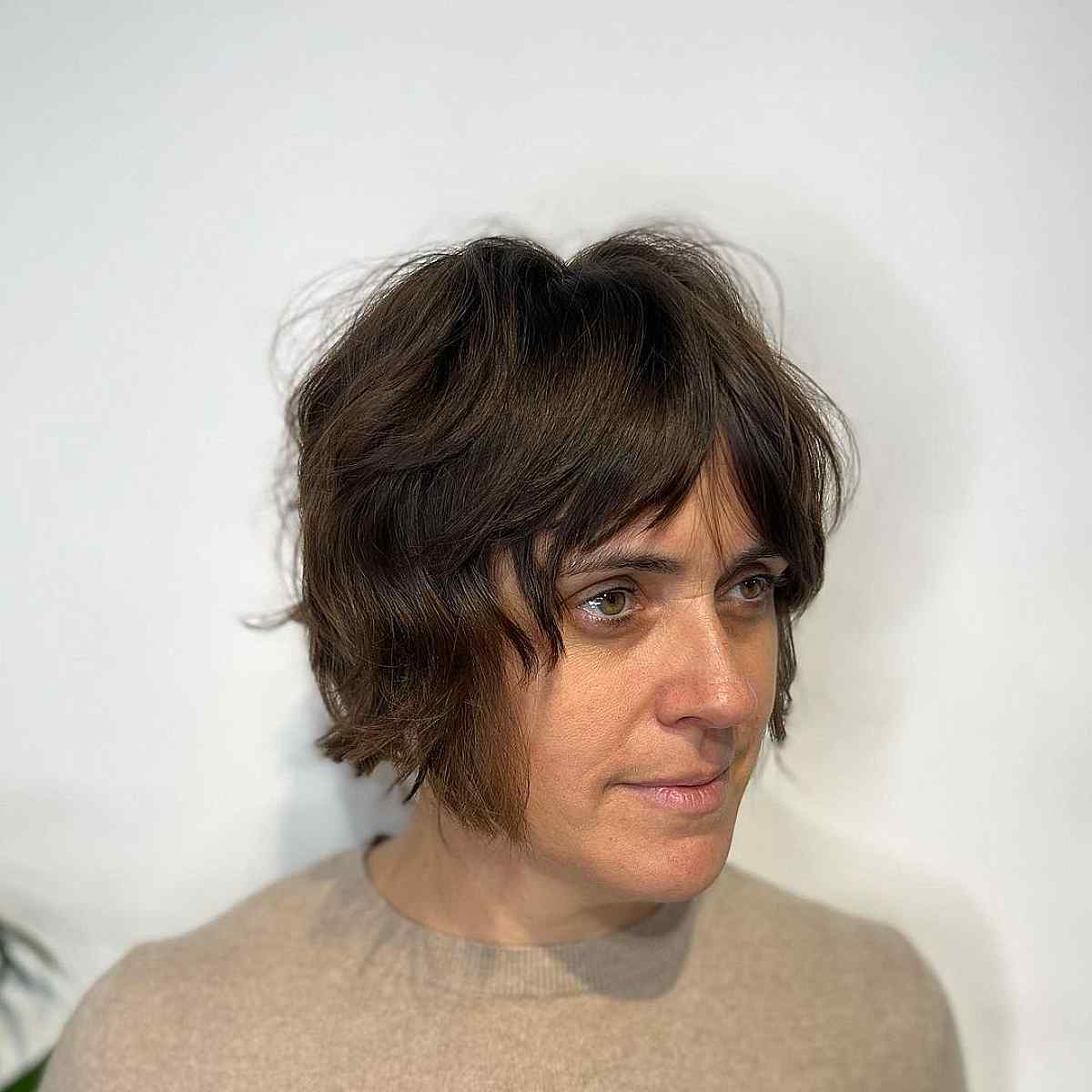 Chin-Length Face-Framing Wispy Shaggy Bob for Fine Hair