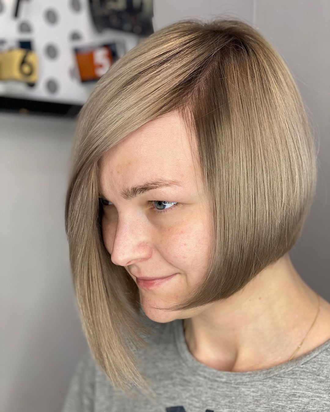 chin length short asymmetrical bob