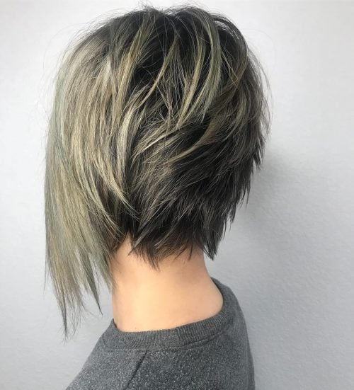 choppy and angled short a-line bob for fine hair