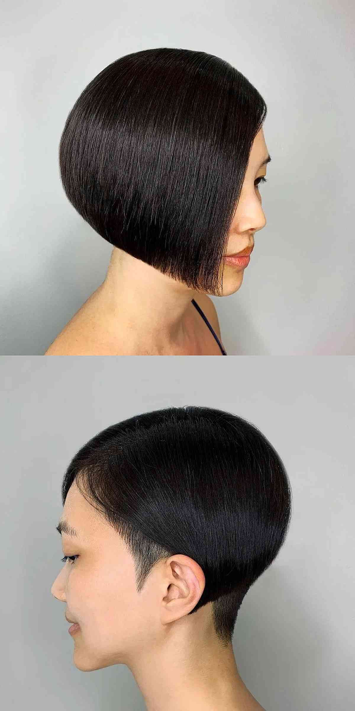 Choppy and Edgy Asymmetrical Undercut Bob Cut at Jaw-Length