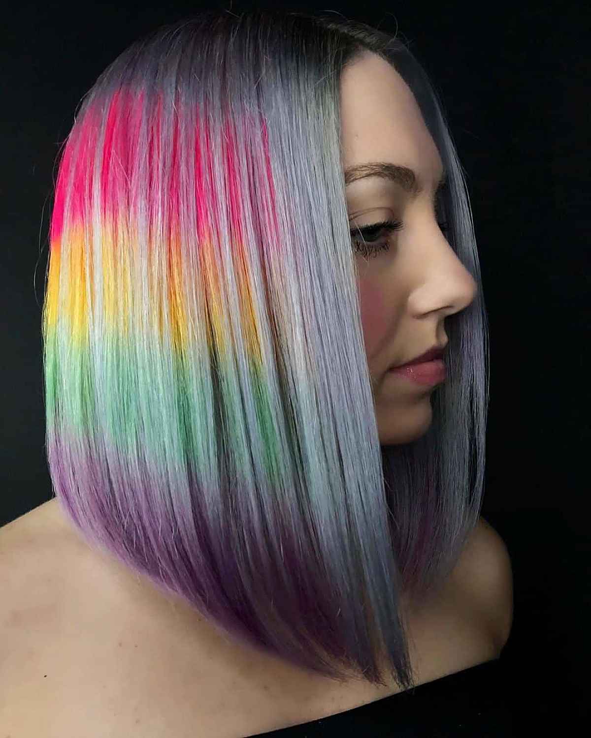 Colorful Medium-Length Inverted Bob