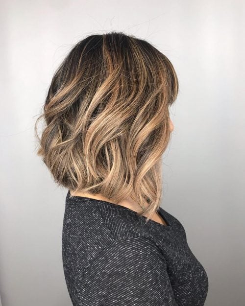 Dark A-Line Long Bob with Highlights