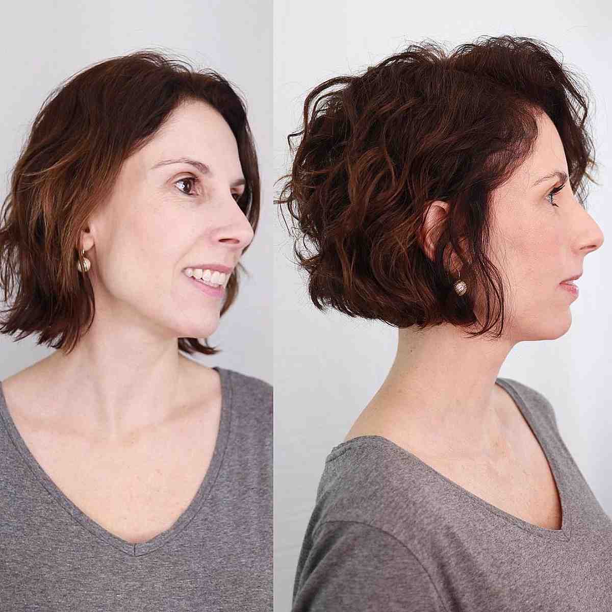 Dark Red Tousled Short Hair for Women Over Forty