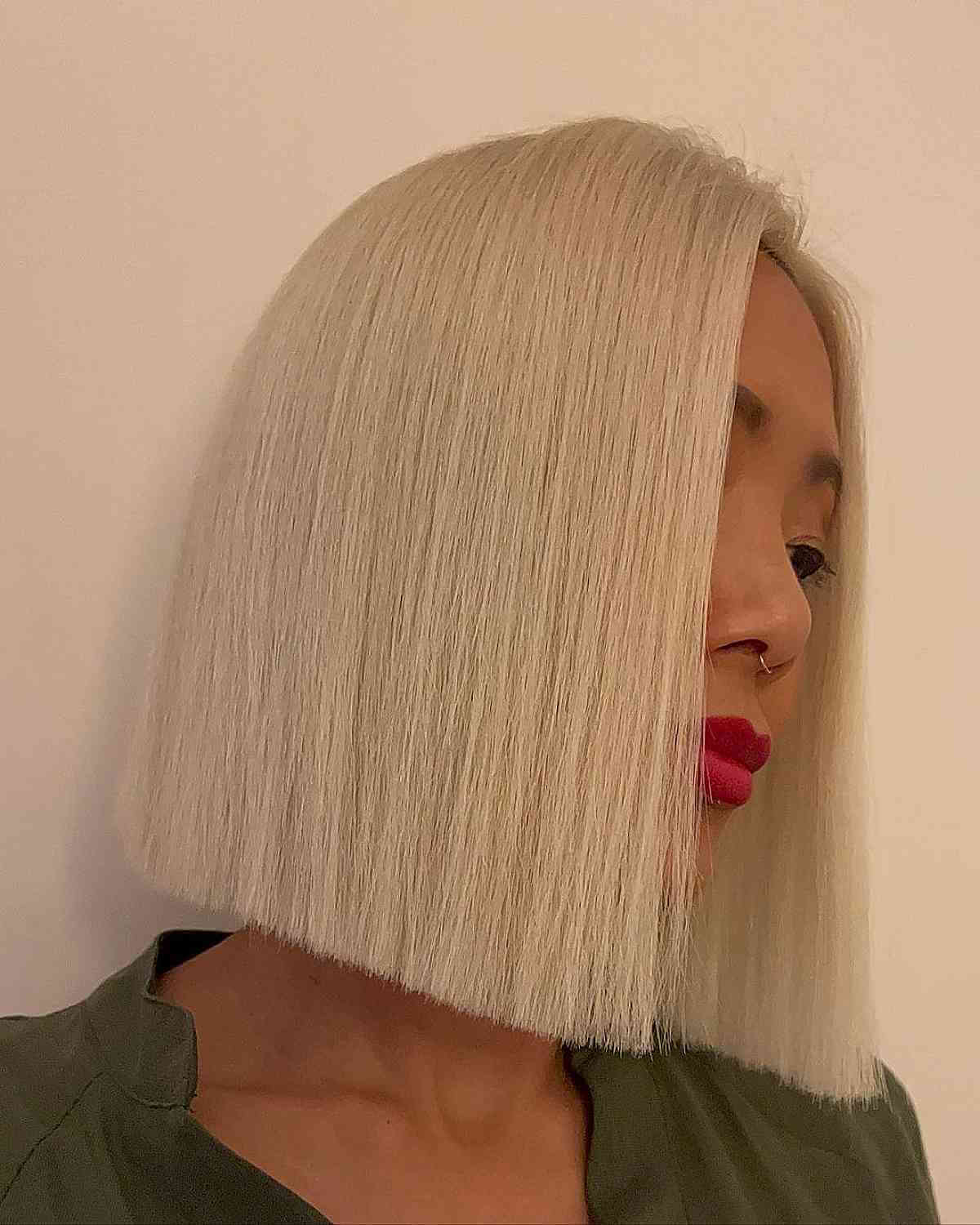 Extra Sleek Warm Blonde One-Length Bob