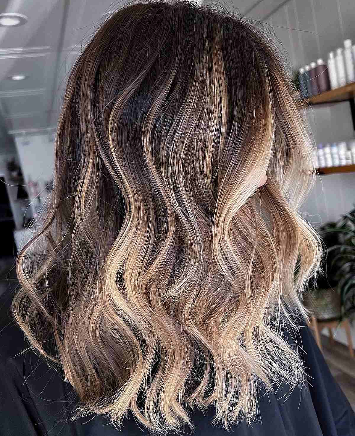 Faded Caramel Blonde Balayage For Dark Brunettes