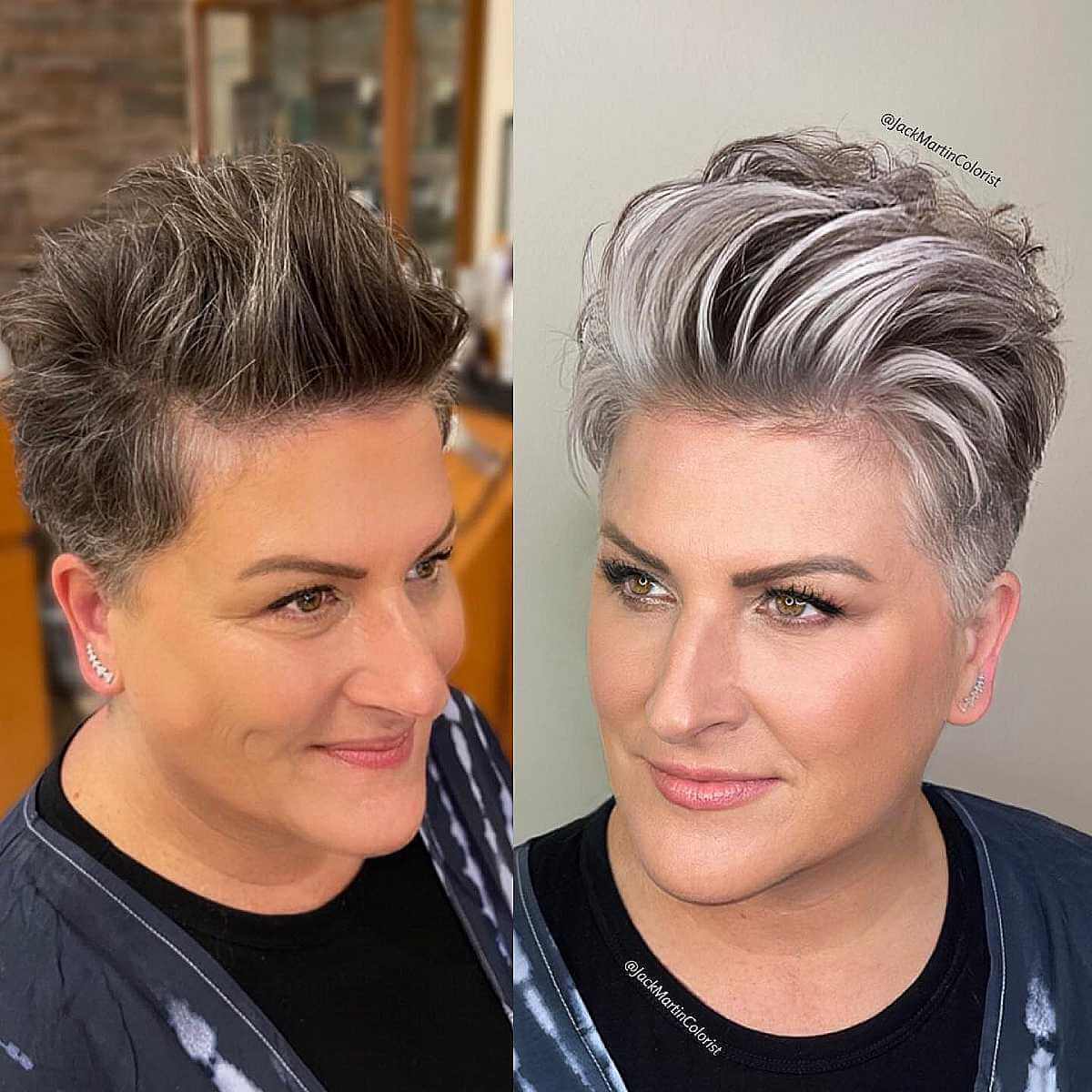 Glamorous Pixie with Silver Streaks