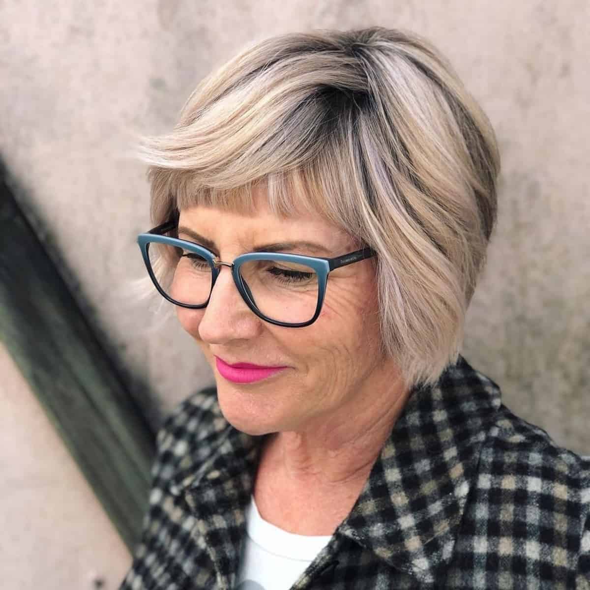 Grandma-Inspired Short Bob for Women with Glasses