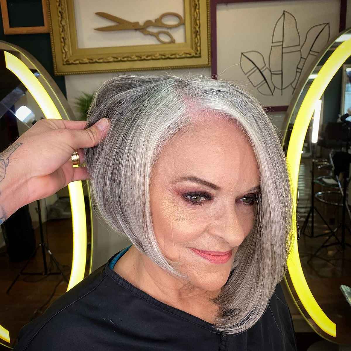 Grey Asymmetrical Bob for Thin Hair