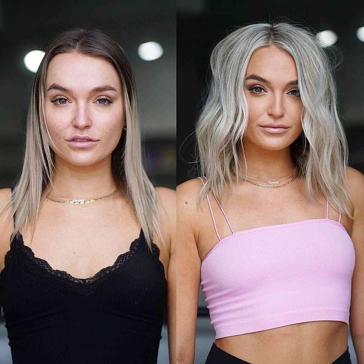 Icy Blonde Mid-Length Hair