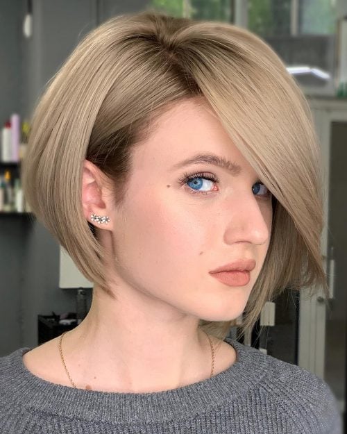 inverted bob with swoop bangs