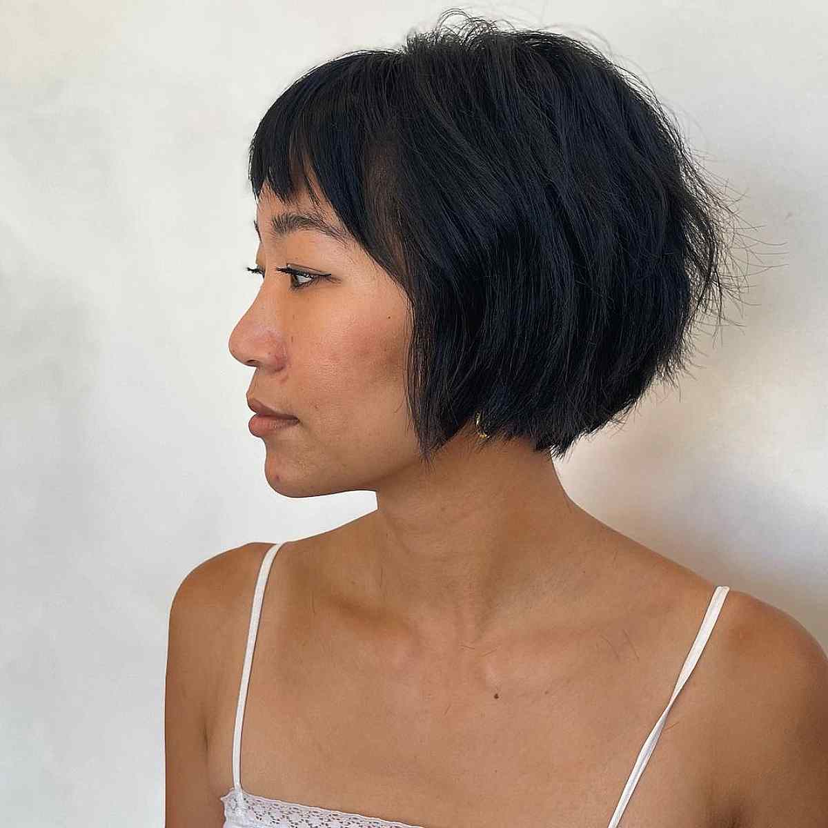 Jaw-length Choppy Bob for thin fine hair types