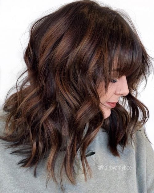 Layered Angled Long Bob with Bangs