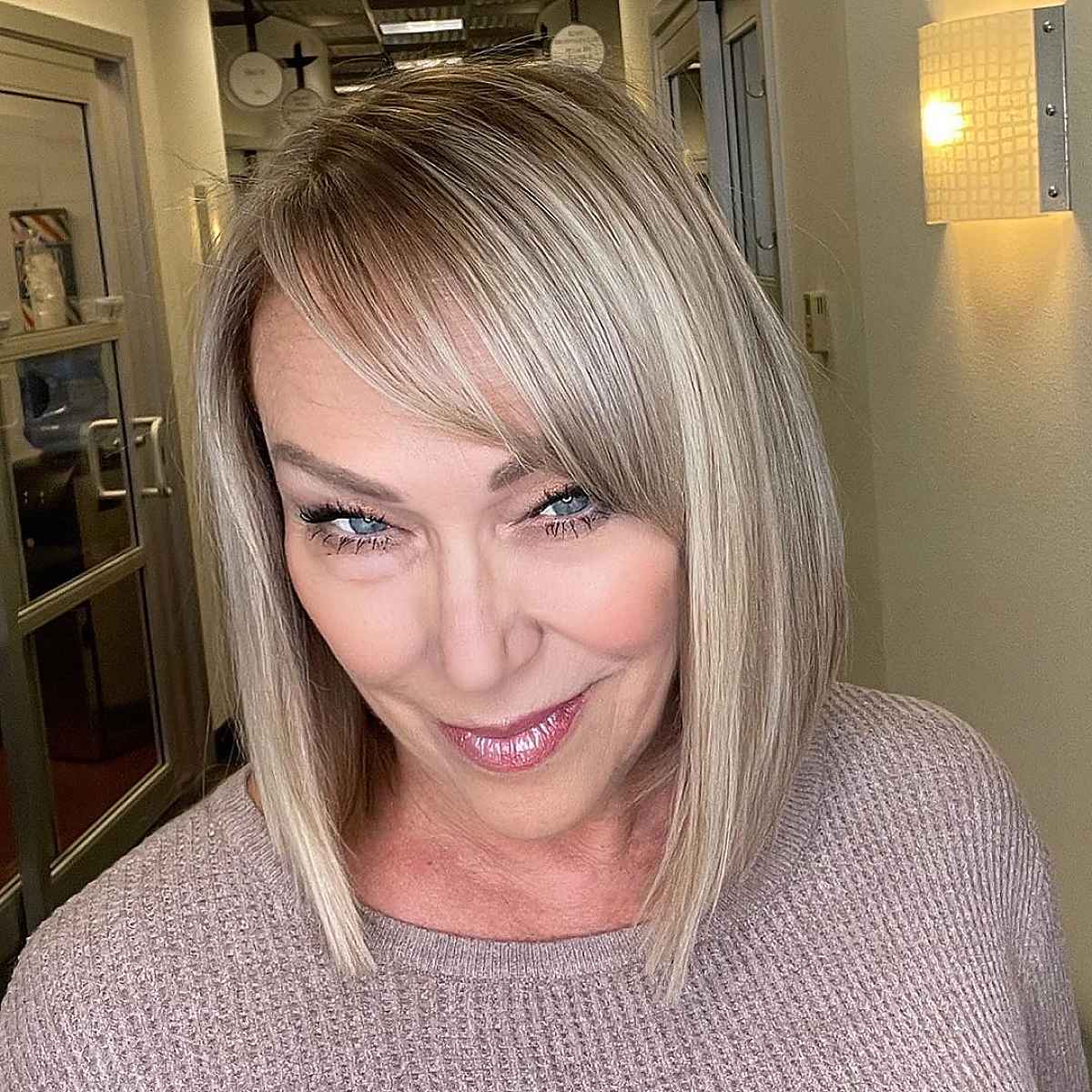 Lob Cut with Side Bangs