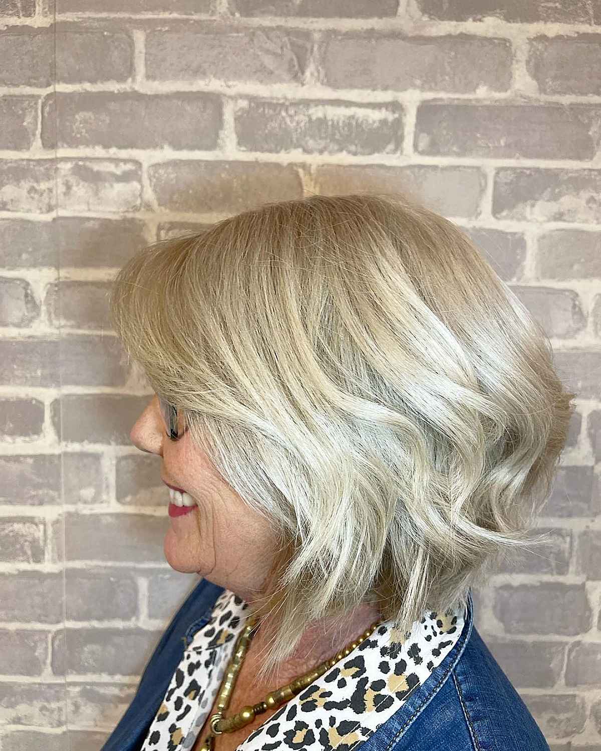 Long Angled Bob for Older Ladies