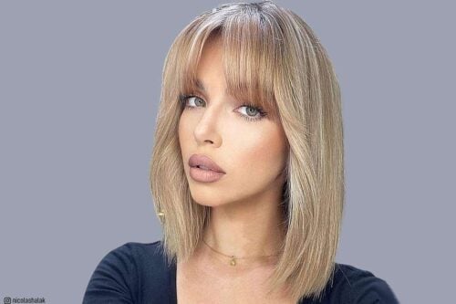 Long bob with bangs for thin hair