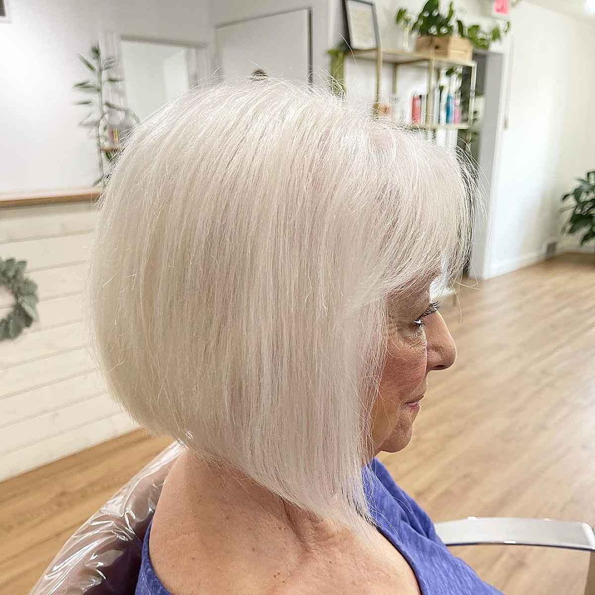 Long Inverted Bob for women over seventy