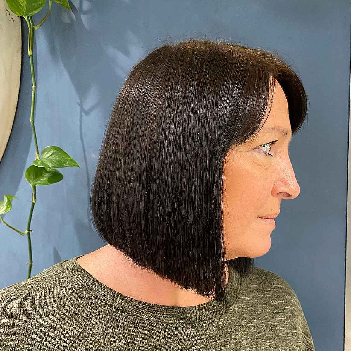 Long One-Length Bob with Side Bangs