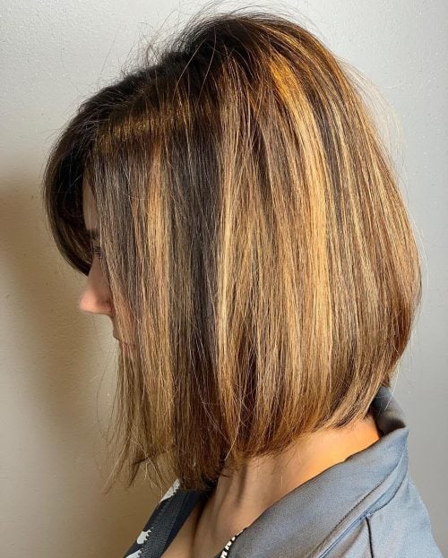 Long Stacked Bob with Bangs