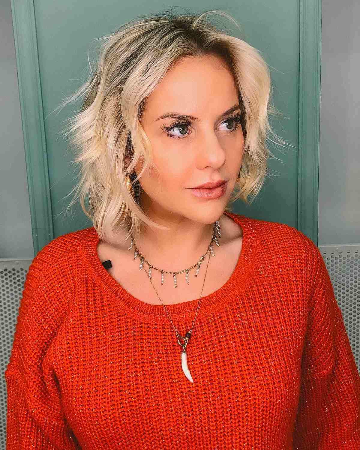 Long Textured Bob with Beach Waves for fine thin hair