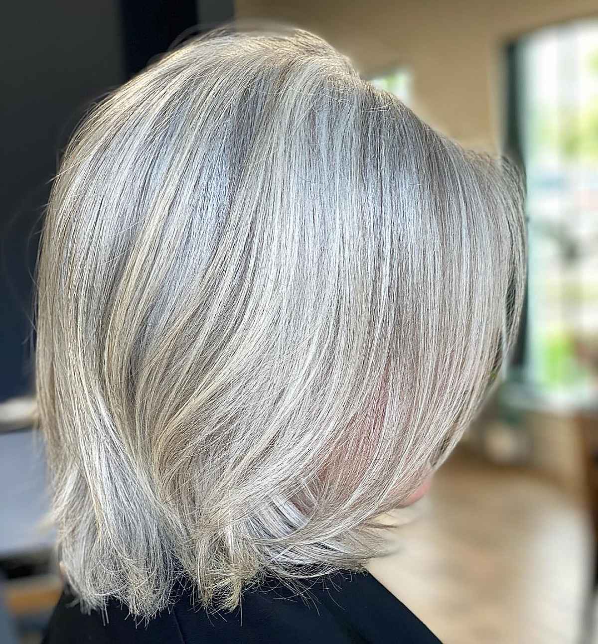 Low-Maintenance Layered Bob for Silver Hair