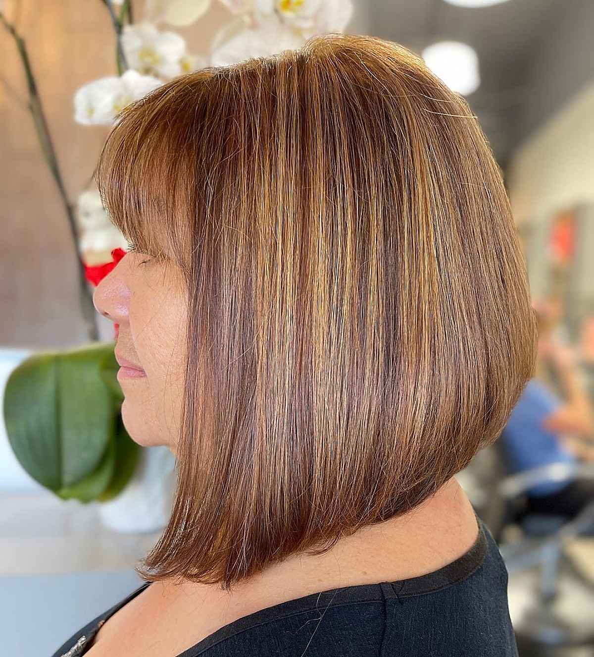 Medium A-line Bob Cut with Thin Bangs