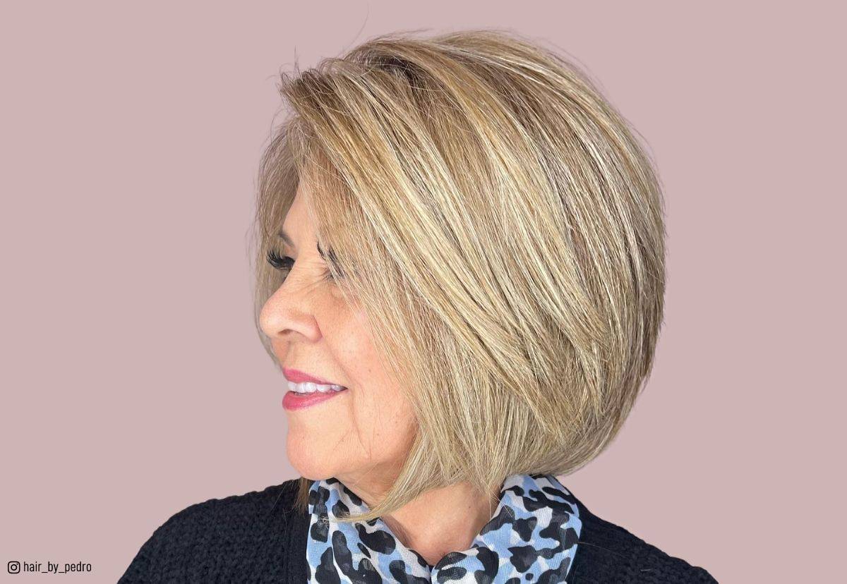 medium layered bob for women over 60