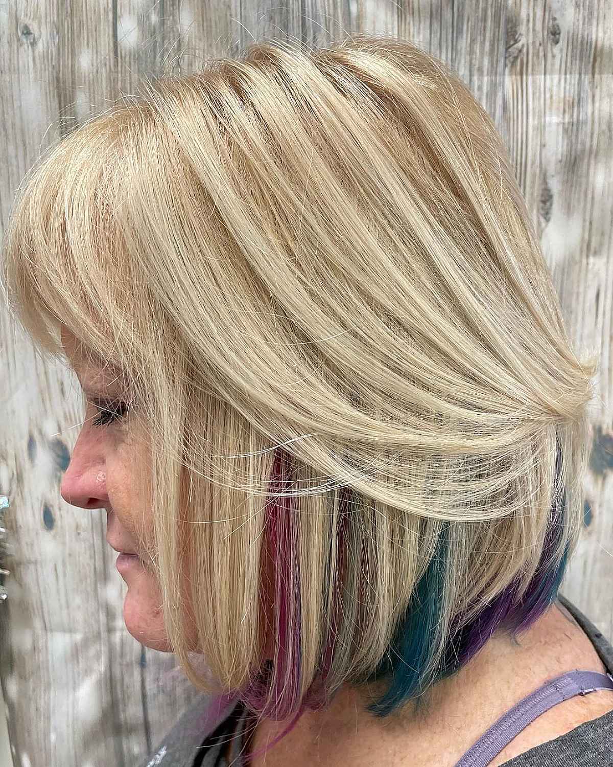 Medium Layered Bob with Peek-A-Boo Highlights