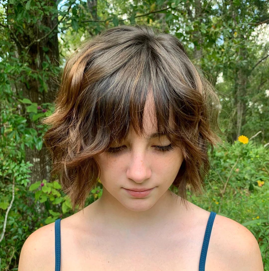 Messy Short Bob with Bangs