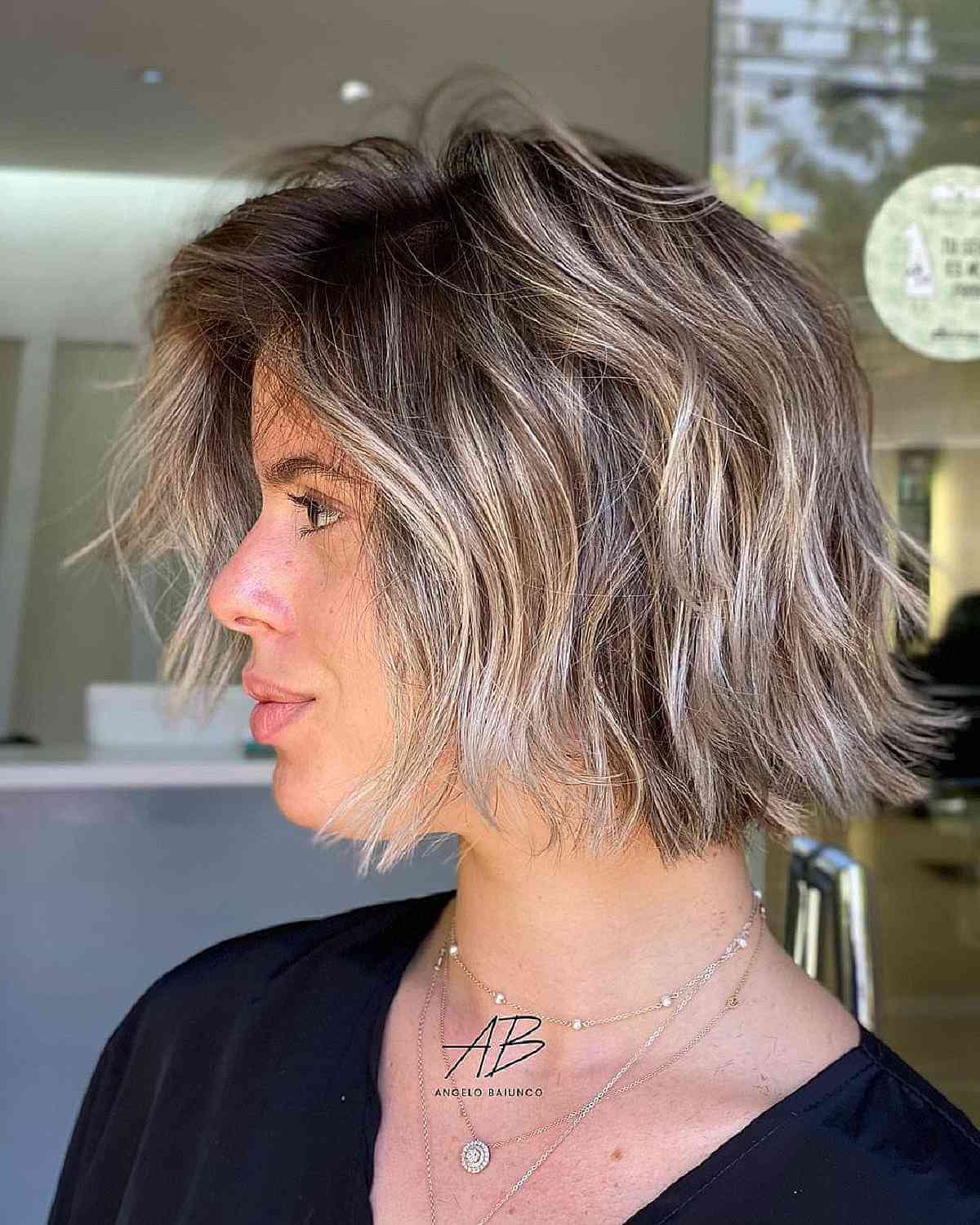 Messy Layered Bob Cut