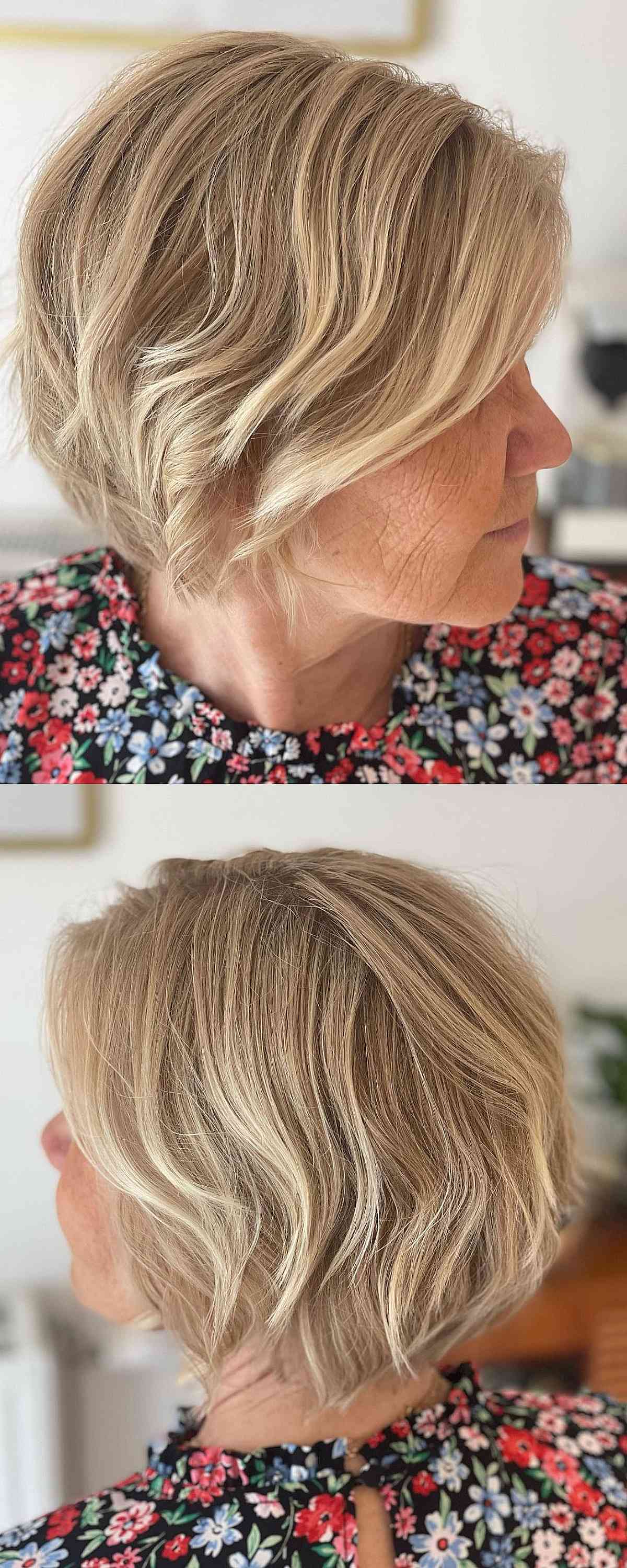 Modern and short layered cut for women over sixty